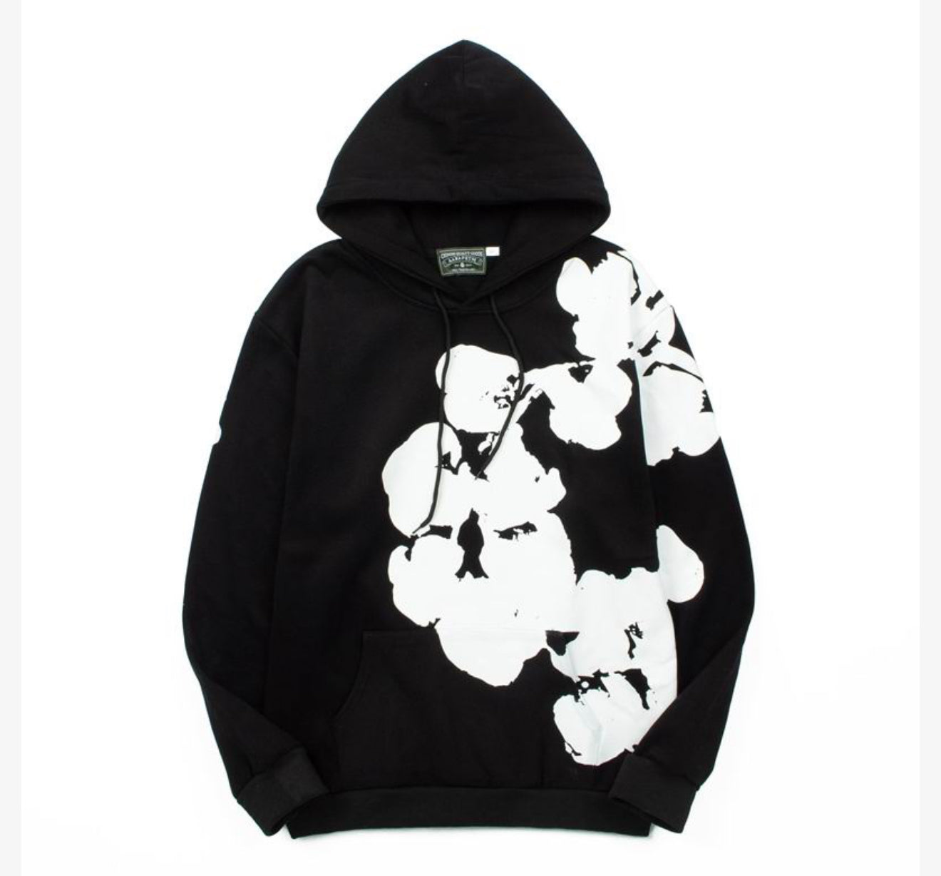 Denim Tears Black Hoodie – White Cotton Wreath Print