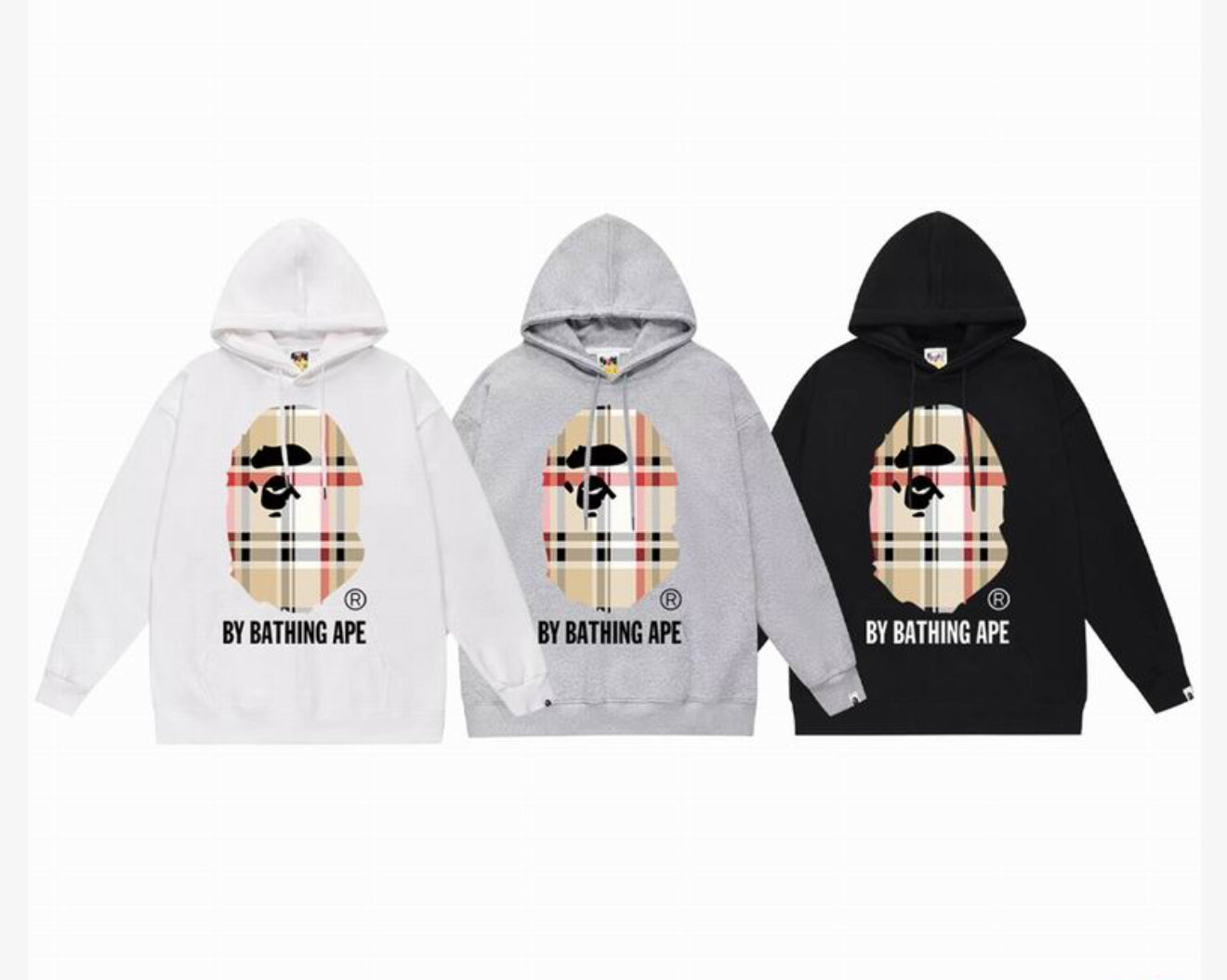 A Bathing Ape (BAPE) Check Logo Hoodie – Multiple Colors