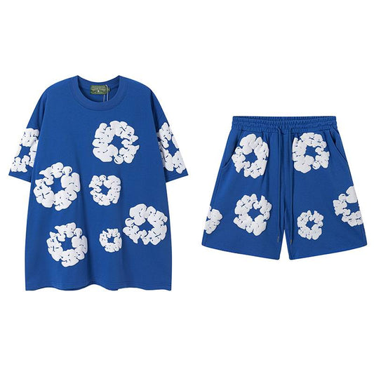 Denim tear shorts and t shirt set
