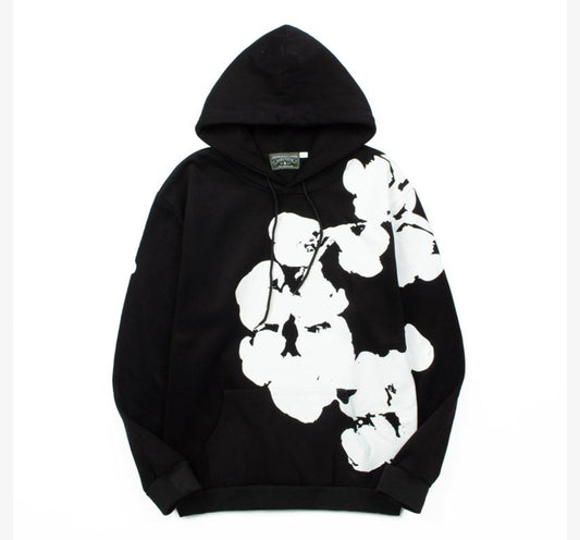Denim Tears Black Hoodie – White Cotton Wreath Print
