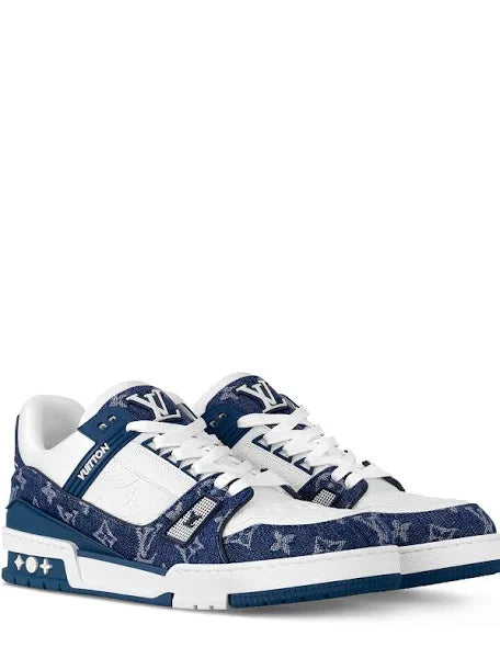 Louis Vuitton LV Trainer Sneakers – Blue/black/grey Monogram Denim